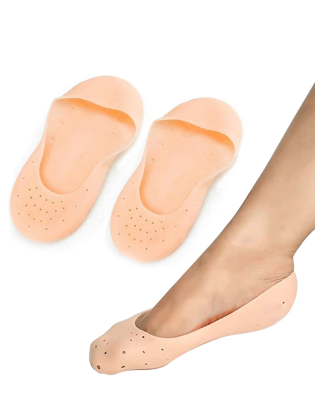 

ZURU BUNCH Anti-cracking Silicon Shoe Liners Socks, Beige