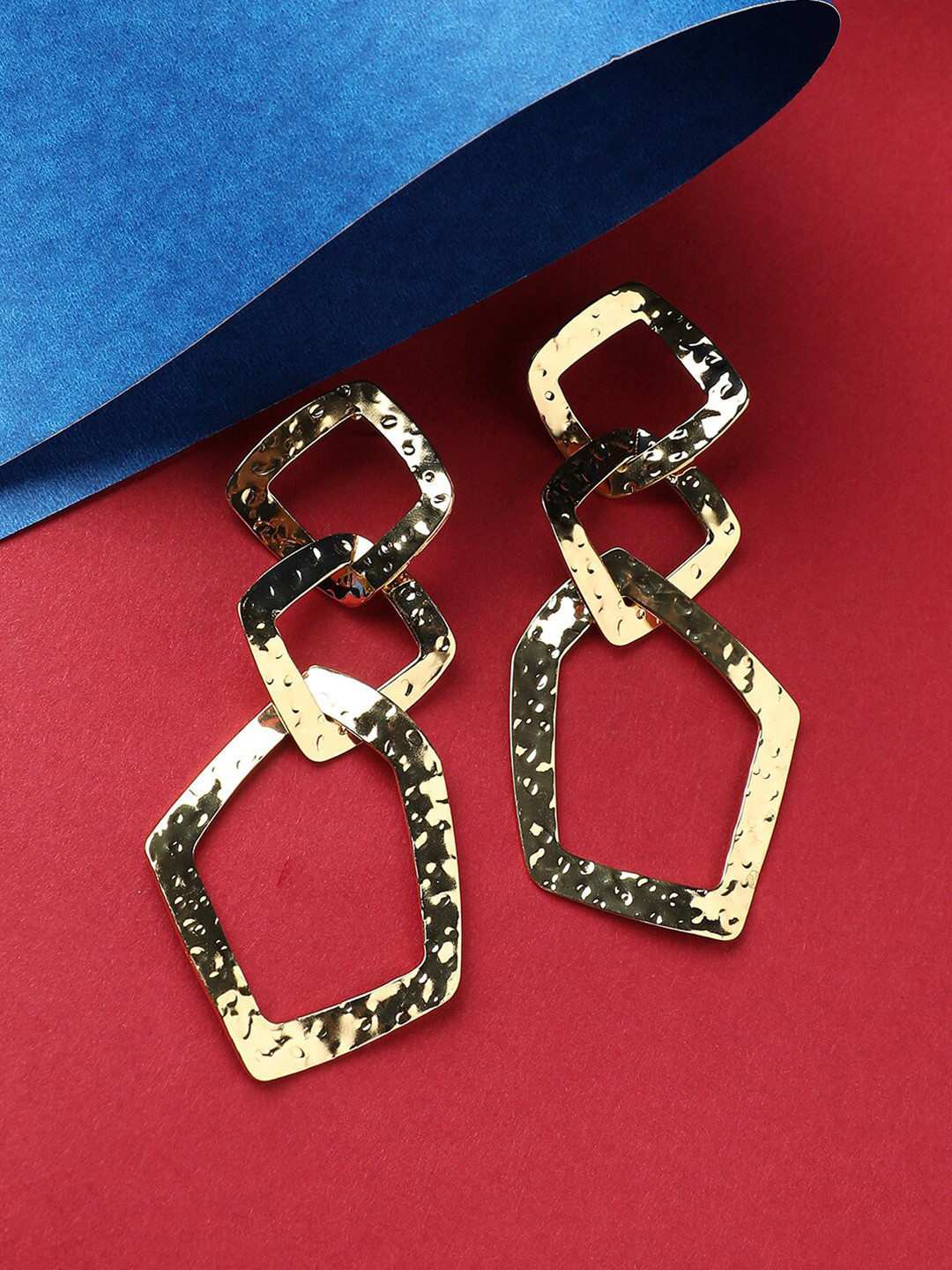 

DressBerry Gold-Toned Gold-Plated Geometric Drop Earrings