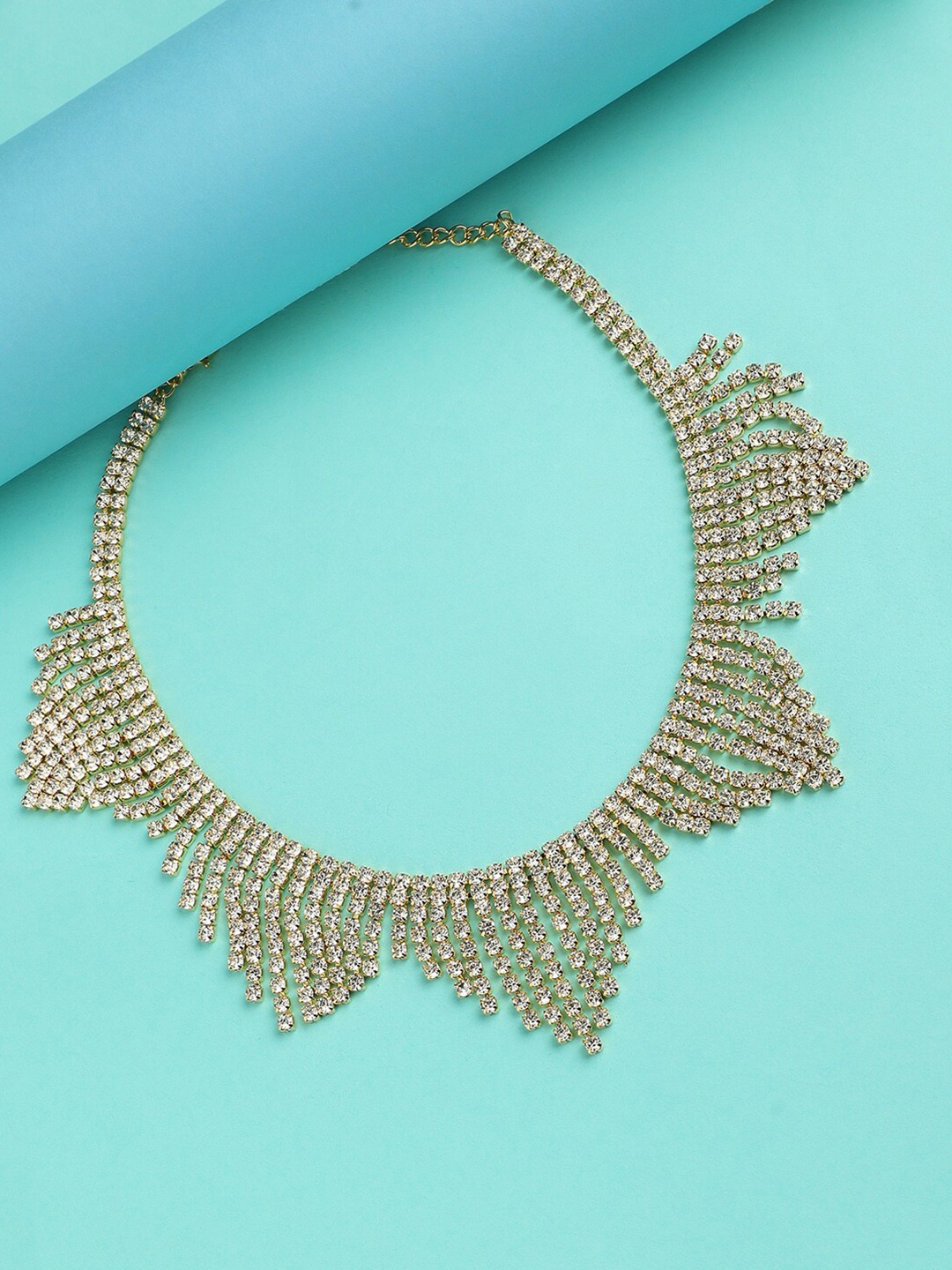 

DressBerry Silver-Plated Stone-Studded Necklace