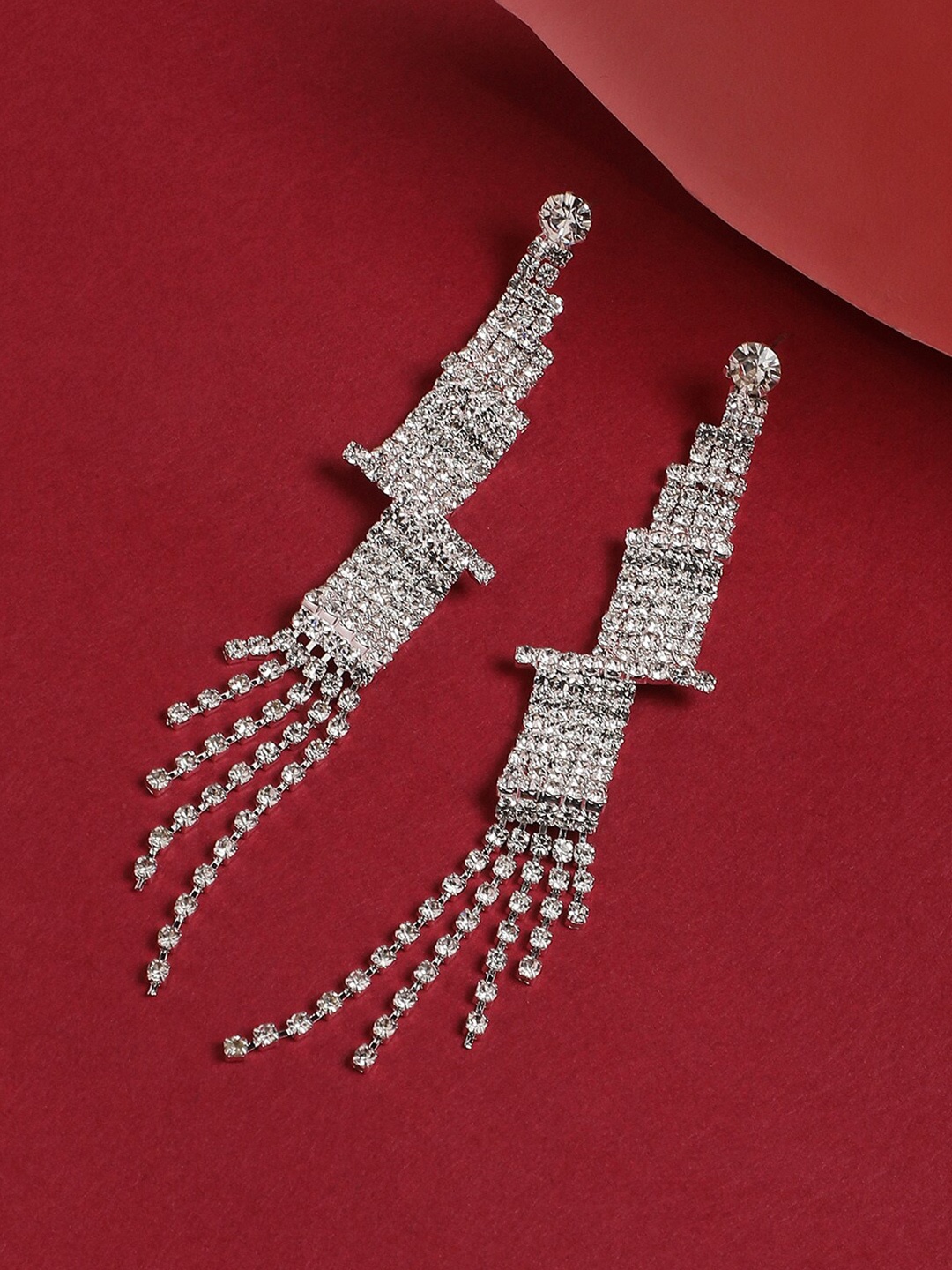 

DressBerry Silver Plated Artificial Stones Drop Earrings