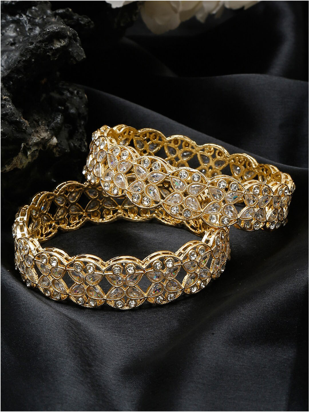 

YouBella Set Of 2 Gold-Plated Stone Studded Bangles