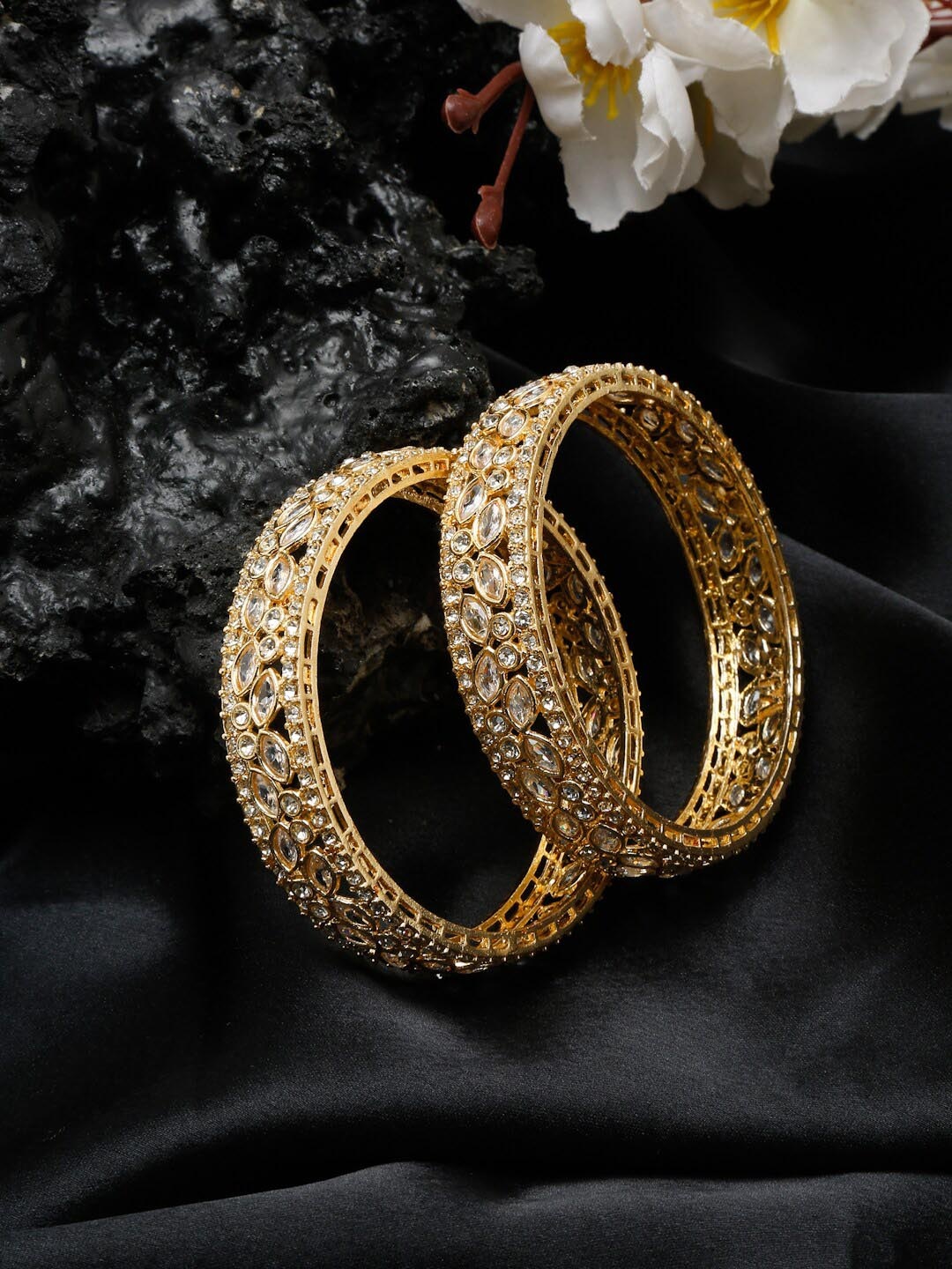 

YouBella Set of 2 Gold-Plated Stones Studded Bangles