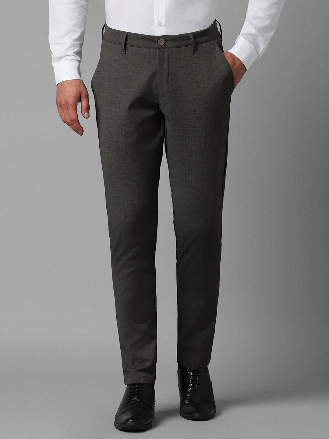 

Louis Philippe Sport Men Slim Fit Checked Formal Trousers, Grey