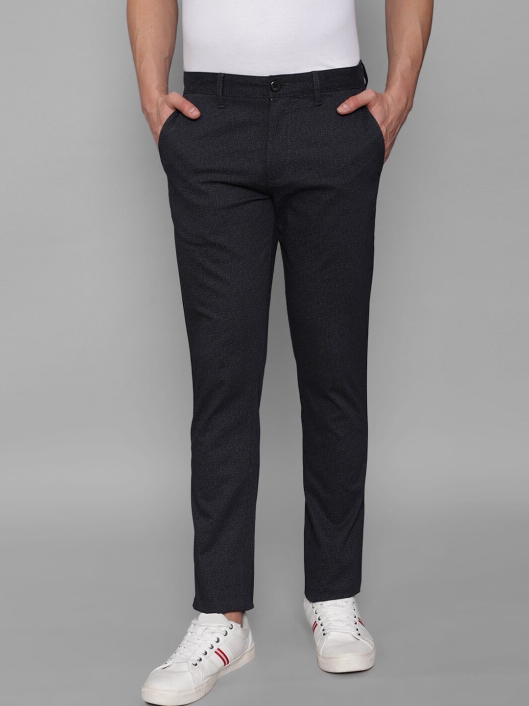 

Louis Philippe Sport Men Slim Fit Textured Mid Rise Chinos Trousers, Black
