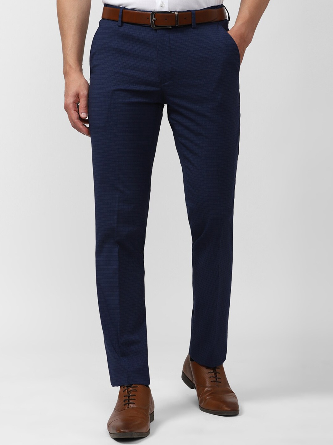

Peter England Men Slim Fit Formal Trousers, Navy blue