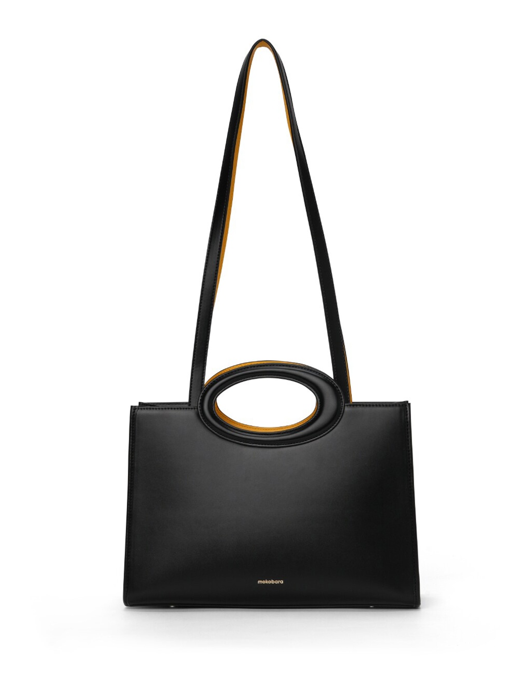 

MOKOBARA Leather Structured Shoulder Bag, Black