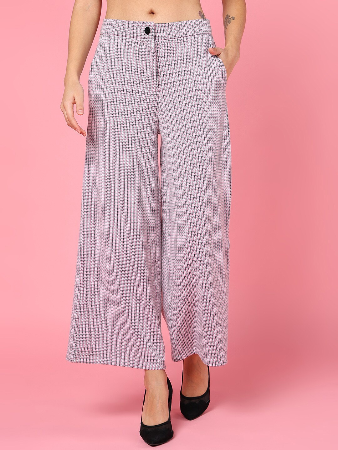 

Mast & Harbour Women Flared Parallel Trousers, Lavender