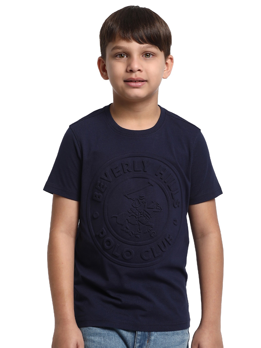 

Beverly Hills Polo Club Boys Printed Pure Cotton Round Neck Regular Fit T-shirt, Blue