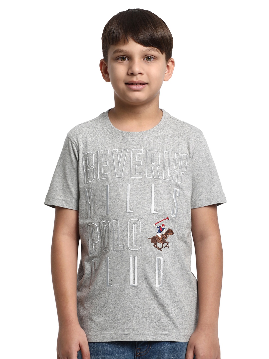 

Beverly Hills Polo Club Boys Printed Pure Cotton T-shirt, Grey