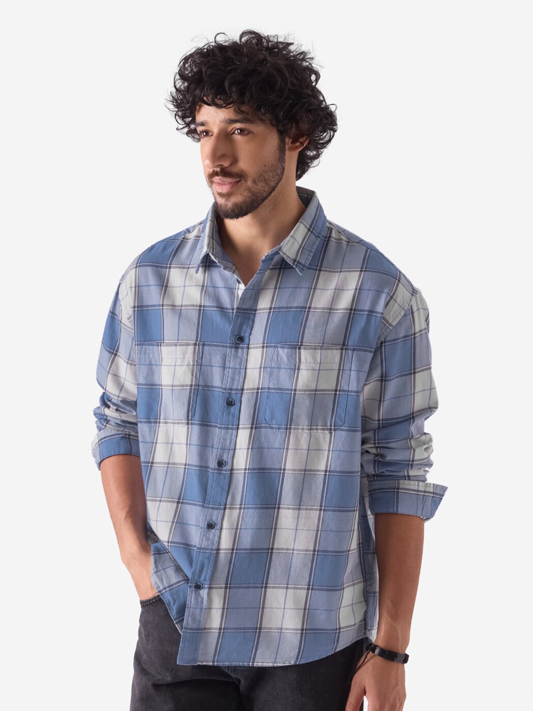 

The Souled Store Tartan Checks Opaque Checked Cotton Casual Shirt, Blue