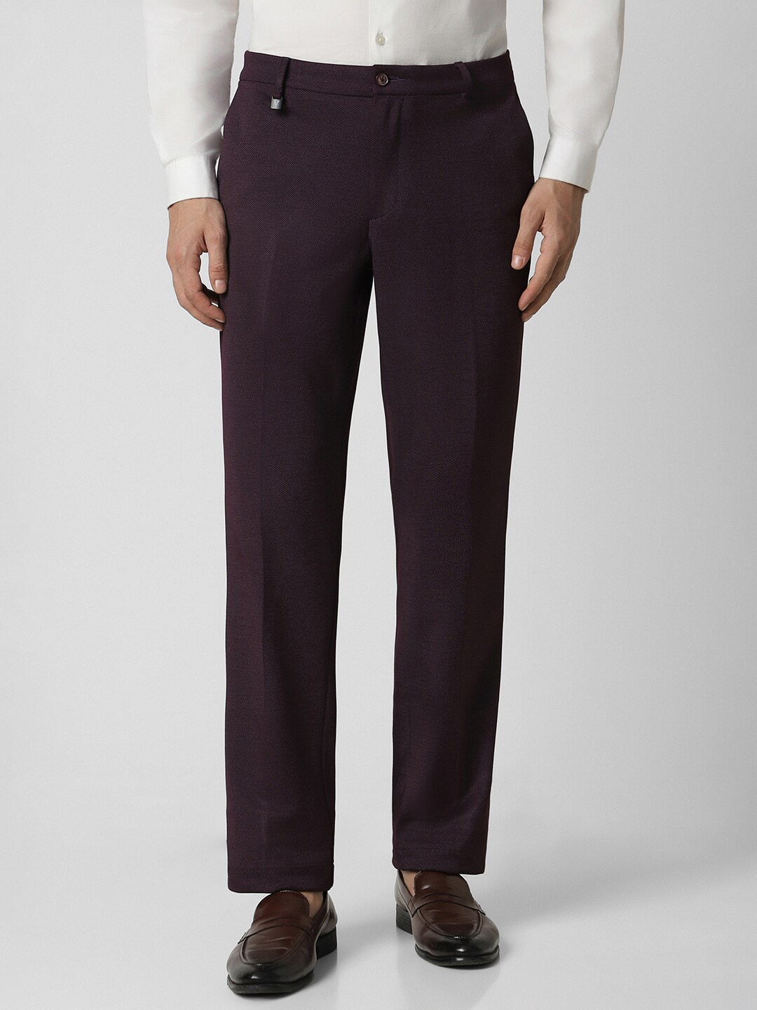 

V Dot Men Skinny Fit Formal Trousers, Purple