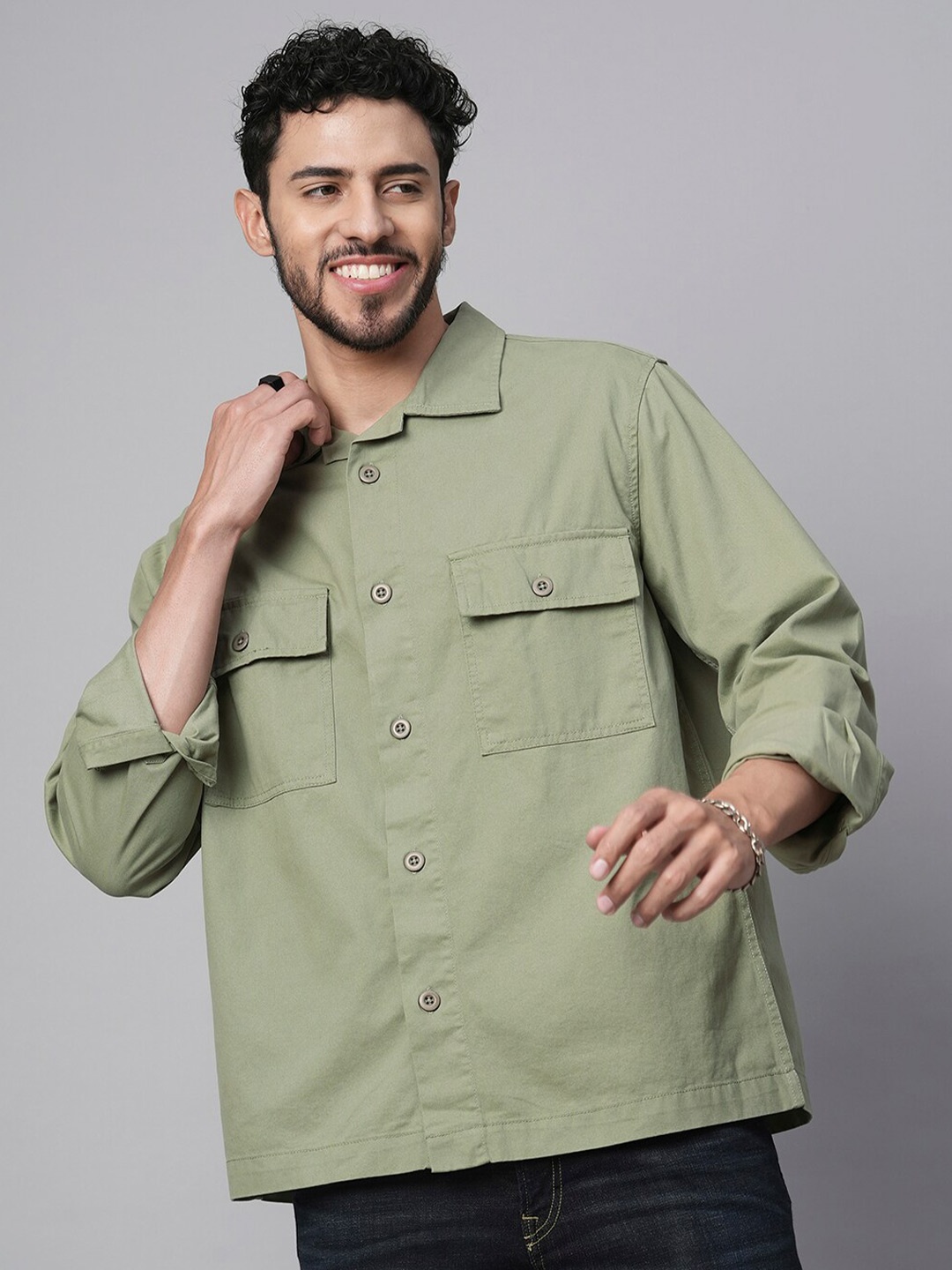 

PRONK Men Green Standard Casual Shirt