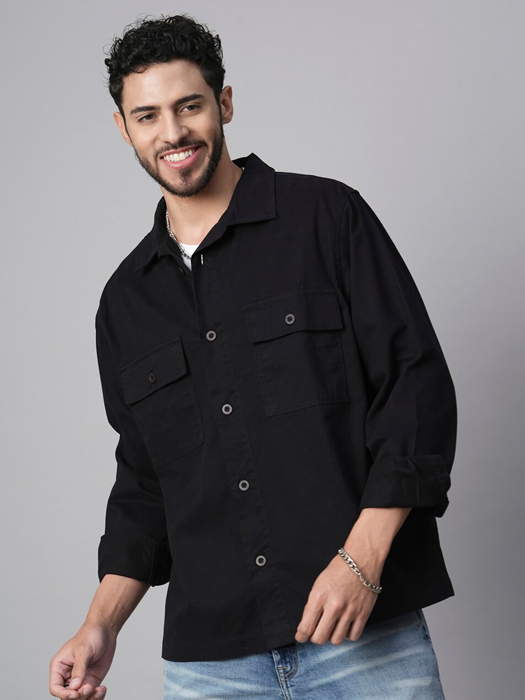 

PRONK Men Black Standard Casual Shirt
