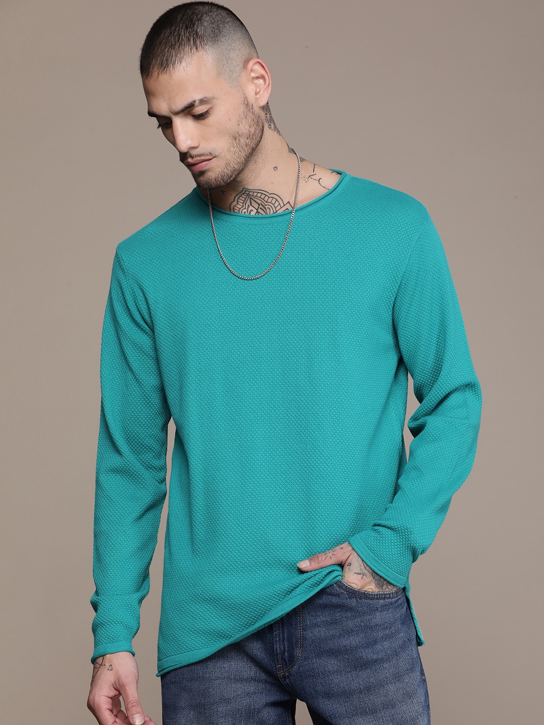 

Roadster Men Solid Pullover, Green