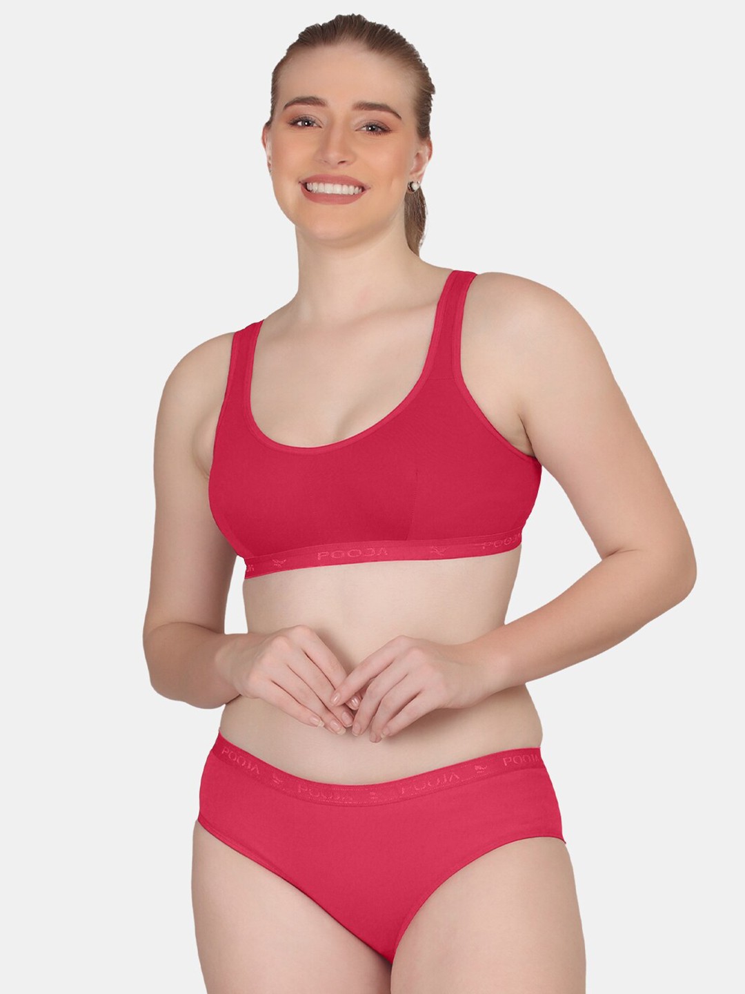 

POOJA RAGENEE Solid Lingerie Set, Magenta