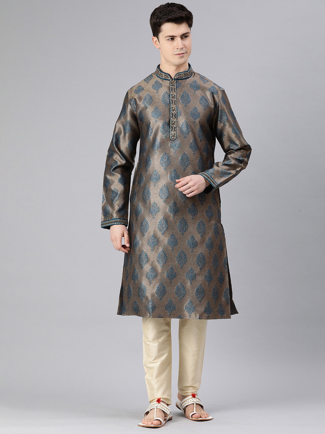 

Manthan Men Woven Design Kurta, Grey