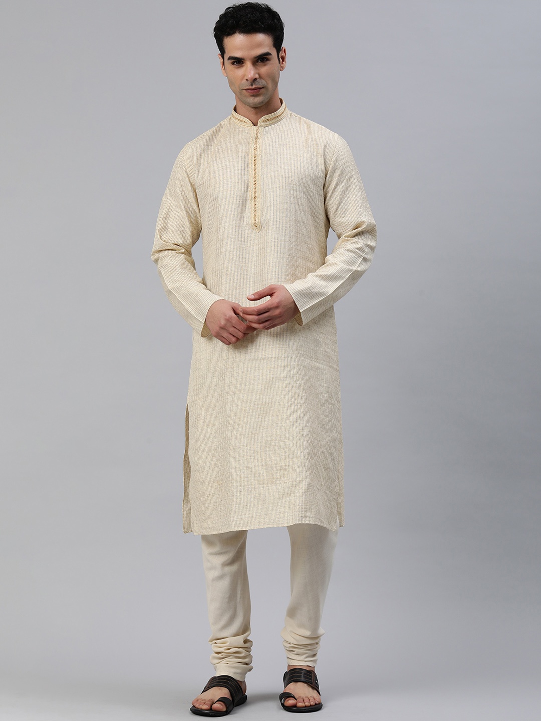 

Manthan Men Thread Work Kurta, Cream