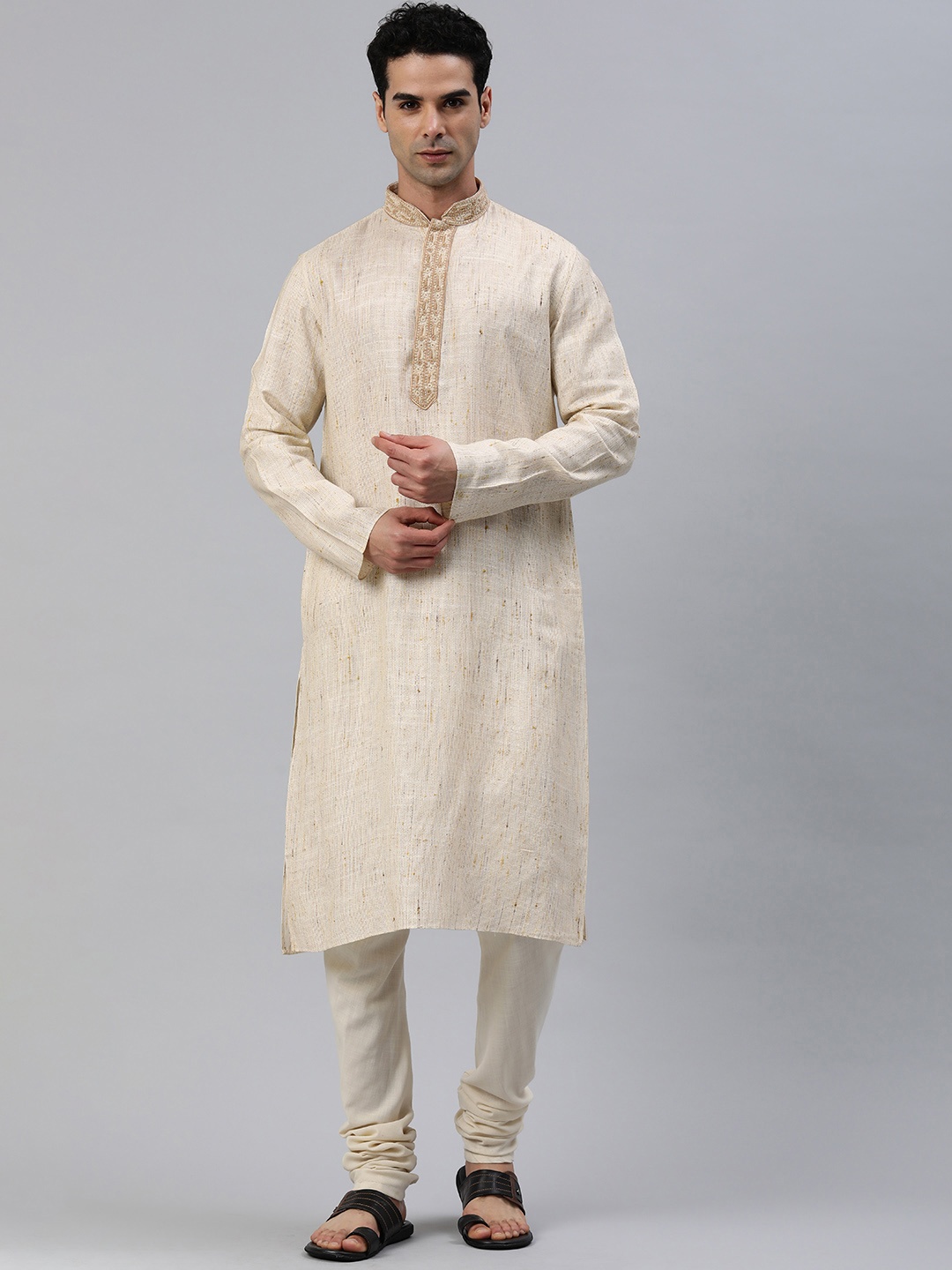 

Manthan Men Thread Work Kurta, Cream