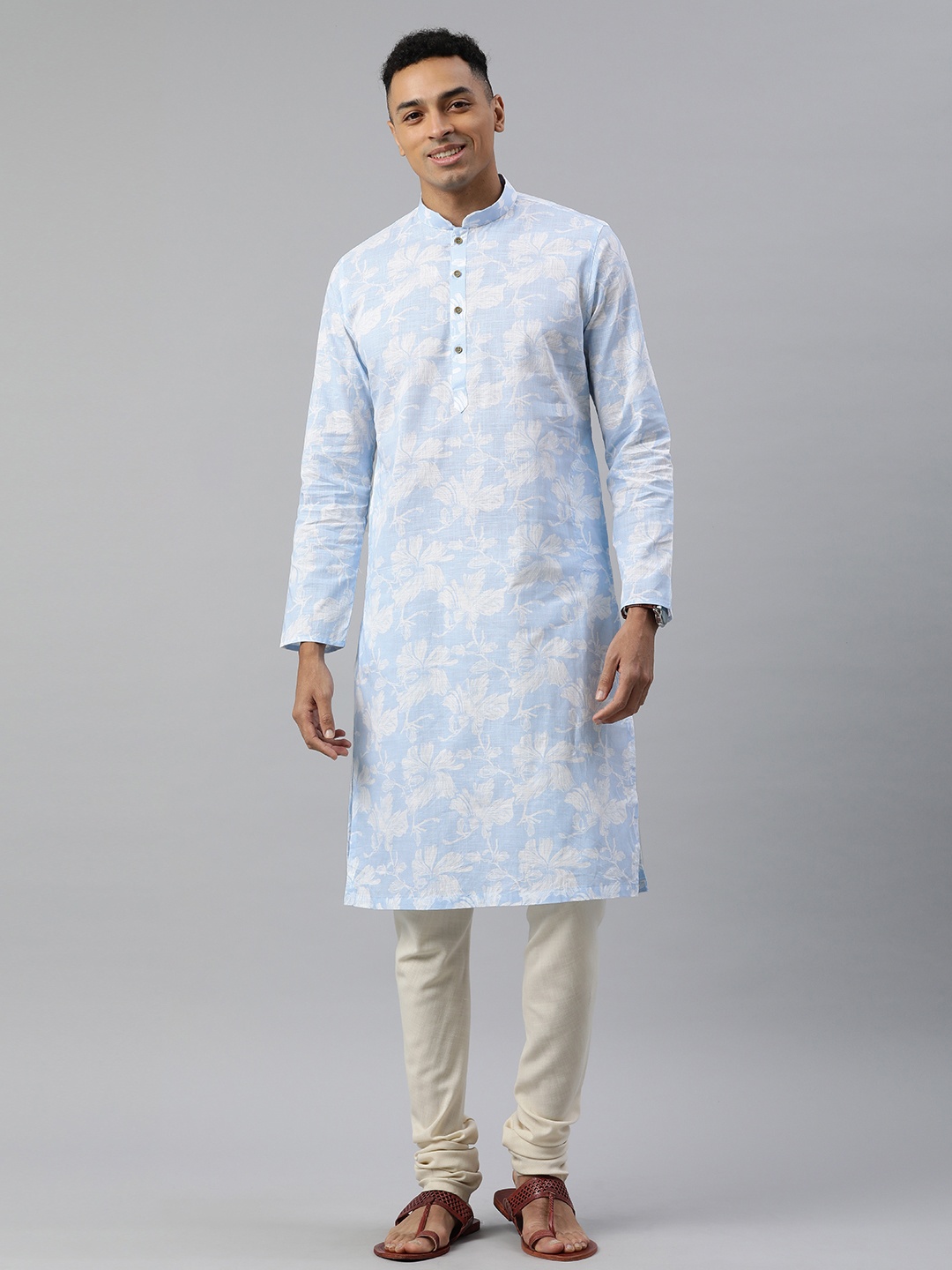 

Manthan Men Floral Printed Kurta, Blue