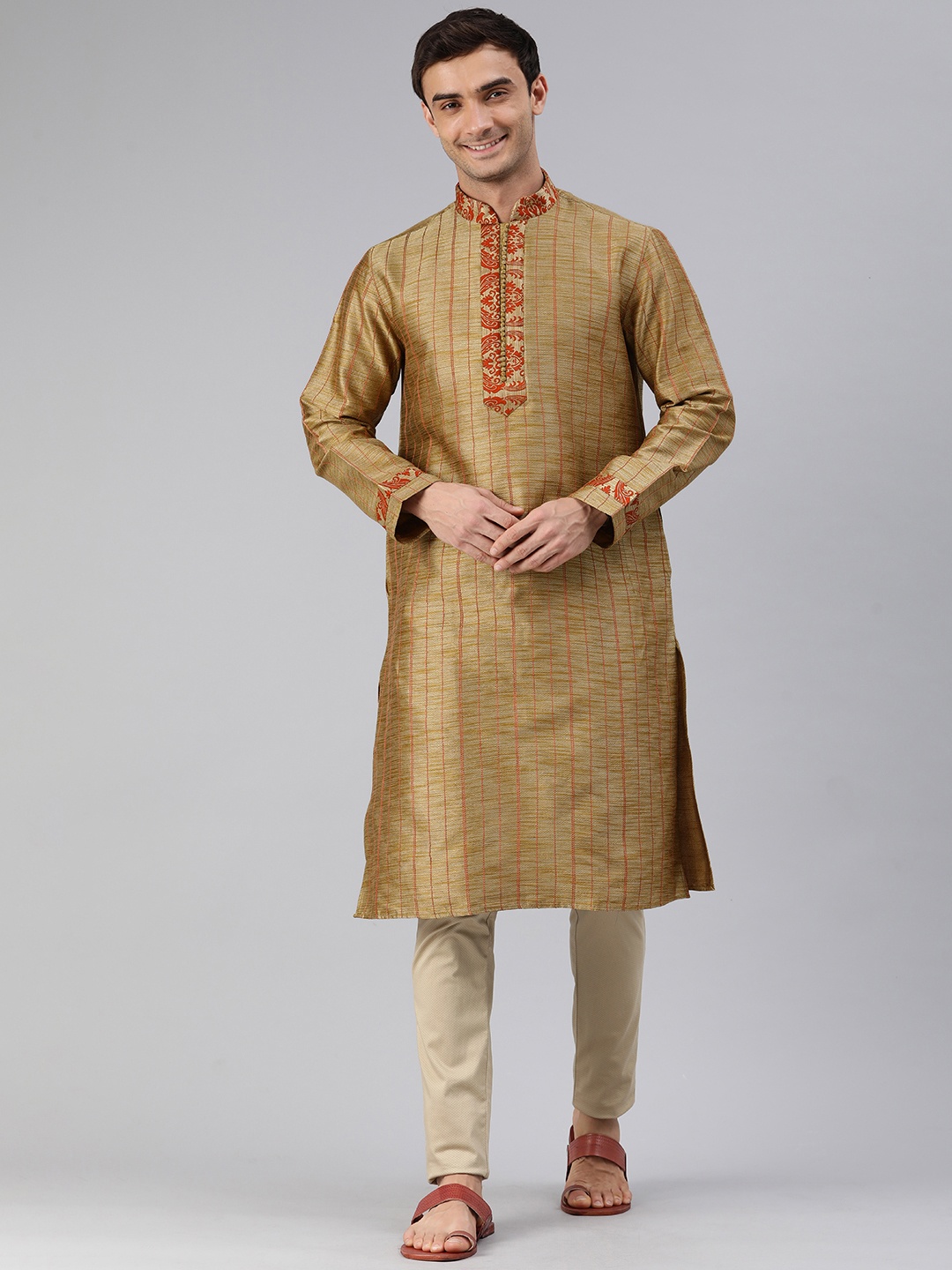 

Manthan Men Woven Design Kurta, Green