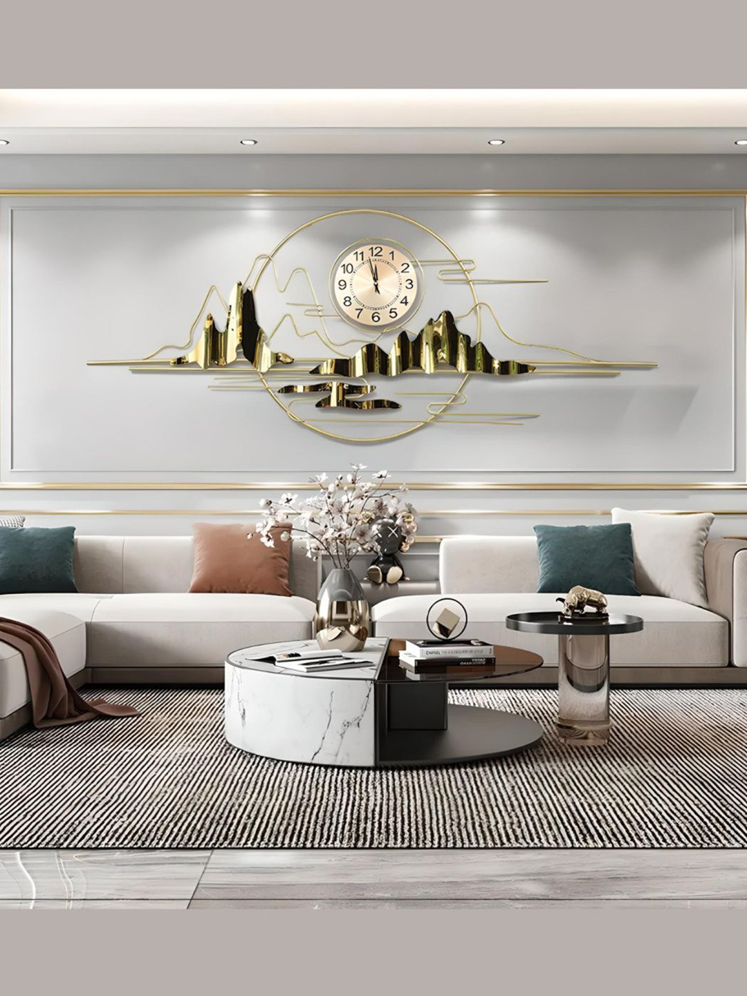 

The Art House Peach & Gold-toned Abstract Shaped Wall Clock