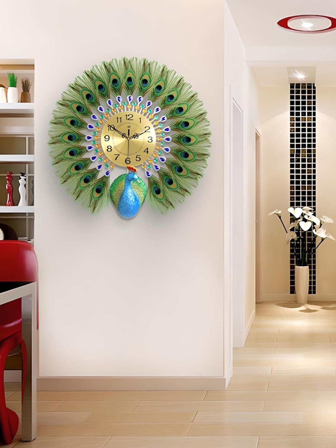 

The Art House Beige & Green Abstract Shaped Wall Clock