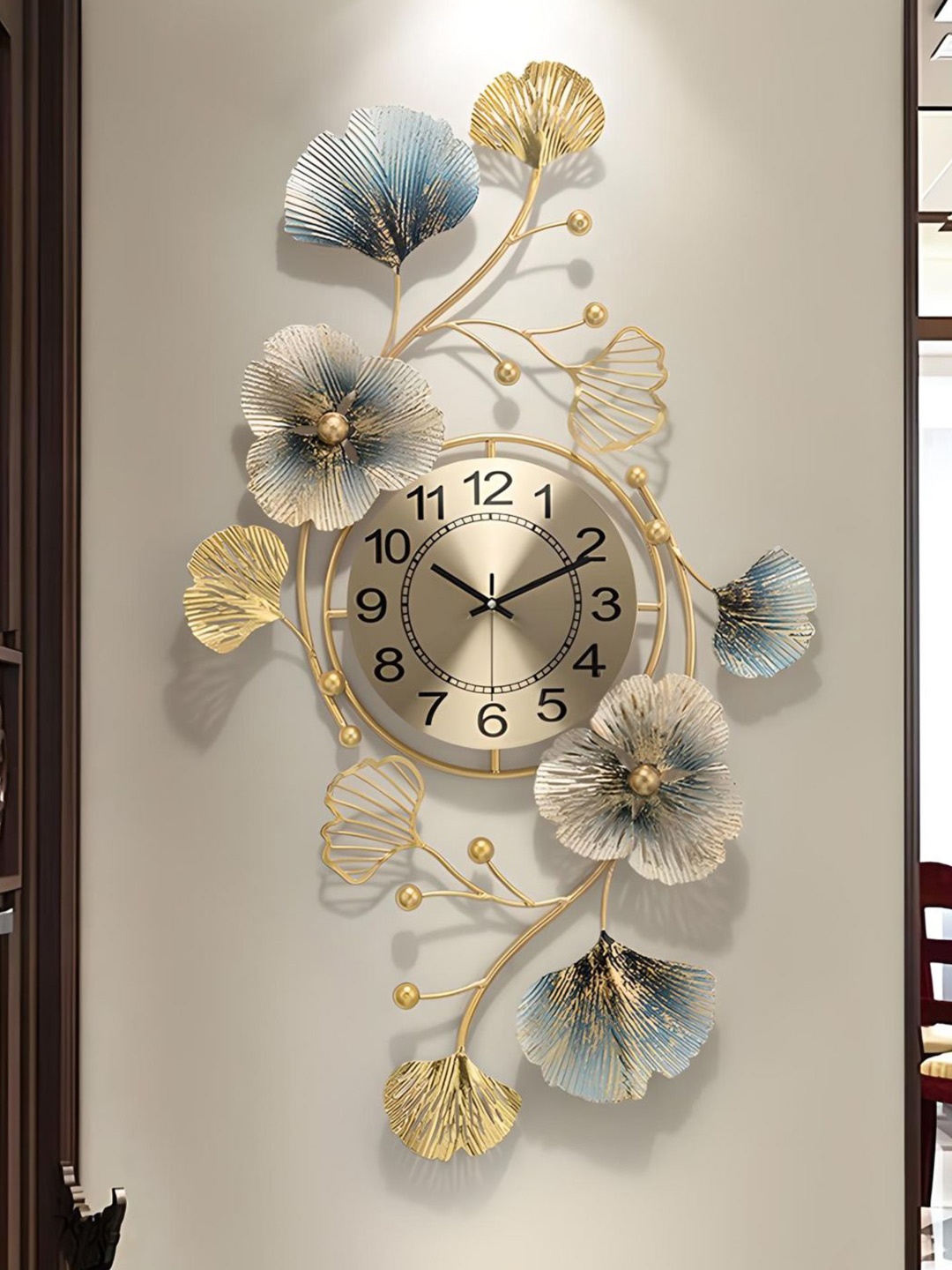 

The Art House Gold-toned & Blue Abstract Shaped Wall Clock