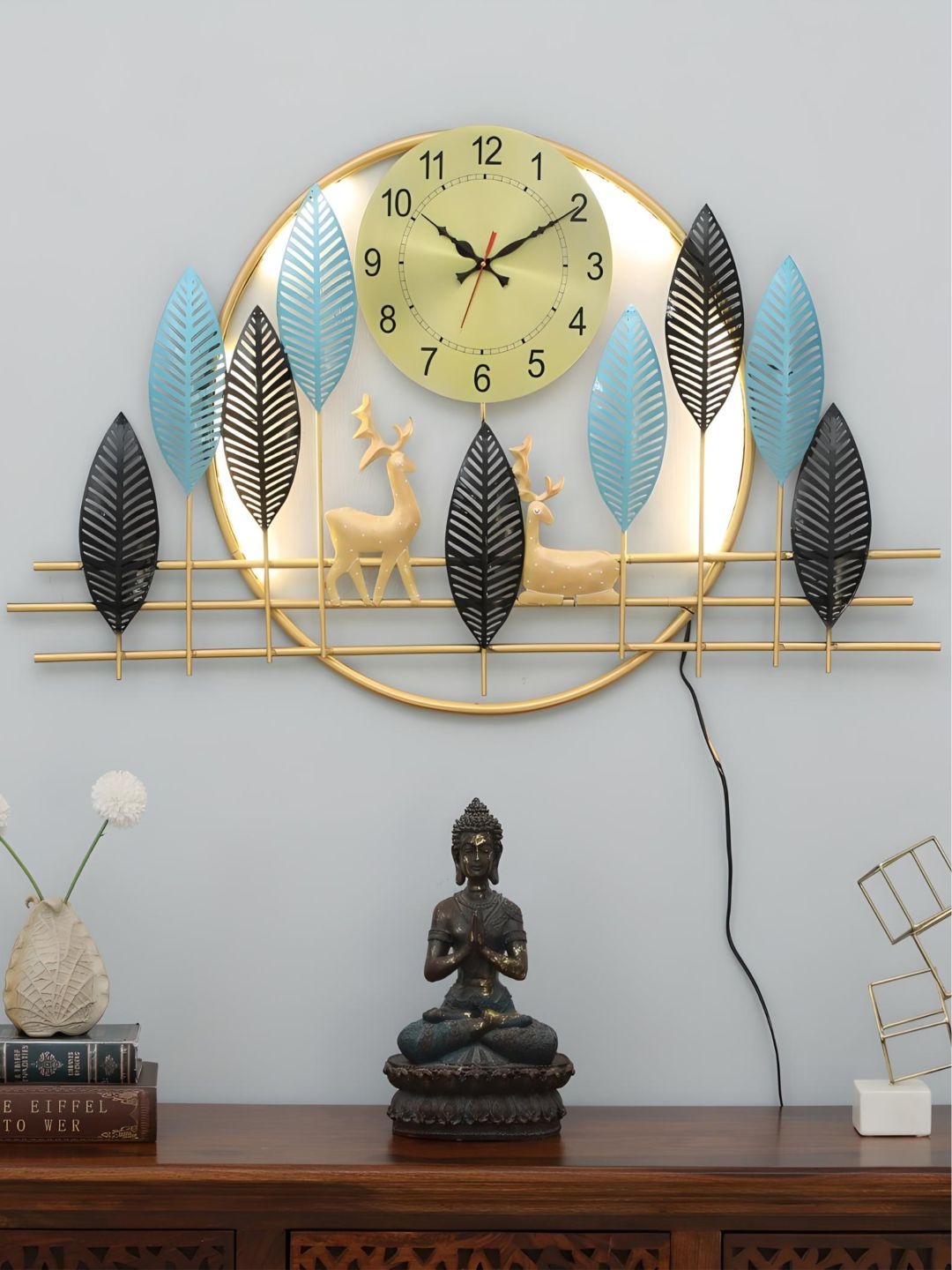 

The Art House Gold Toned & Blue Textured Metal Abstract Shaped Wall Clock