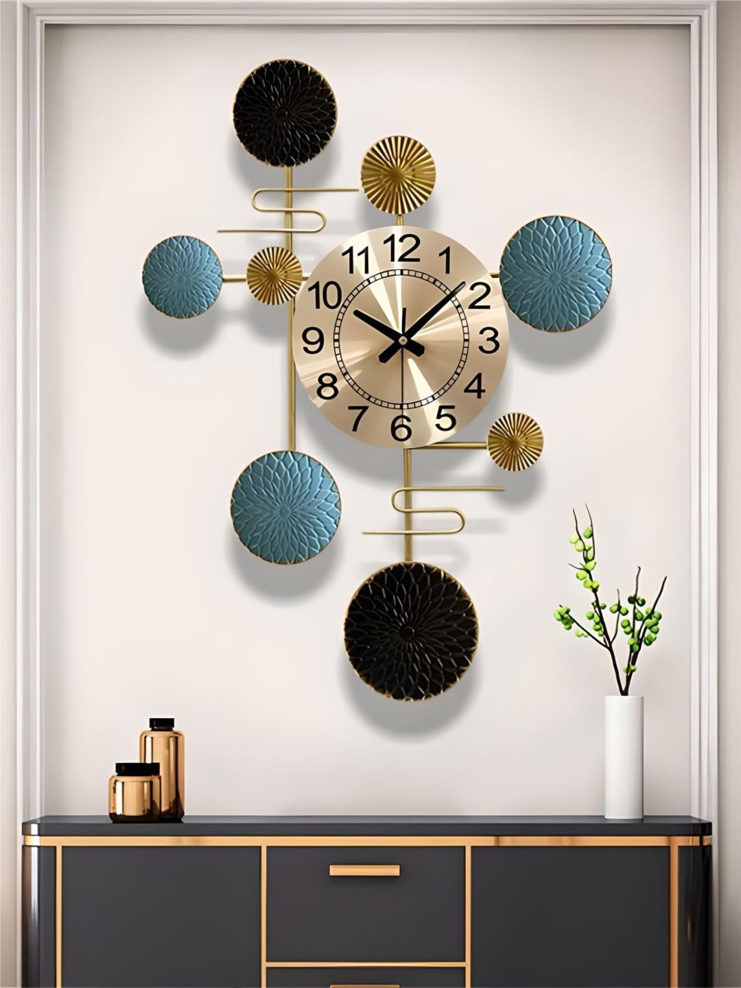 

The Art House Beige & Blue Textured Metal Quirky Shaped Wall Clock