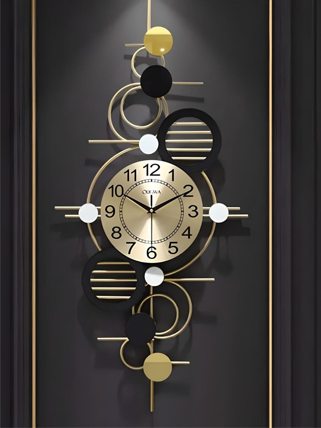 

The Art House Black & Beige Printed Metal Quirky Shaped Wall Clock