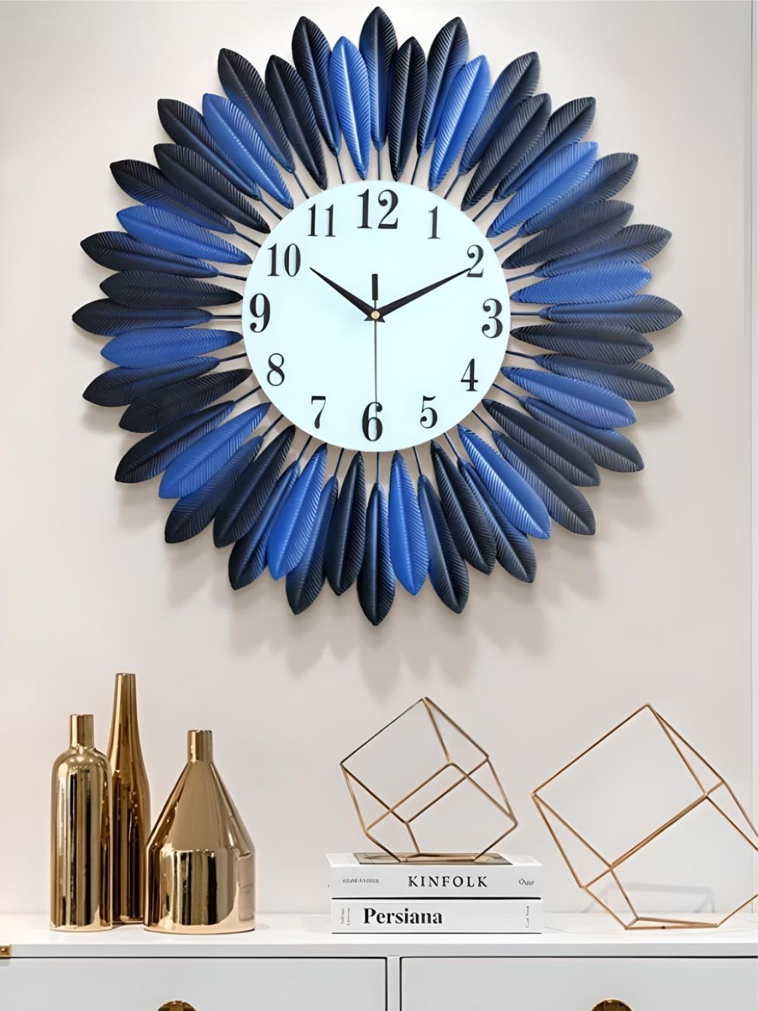 

The Art House Blue & Black Printed Metal Quirky Shaped Wall Clock