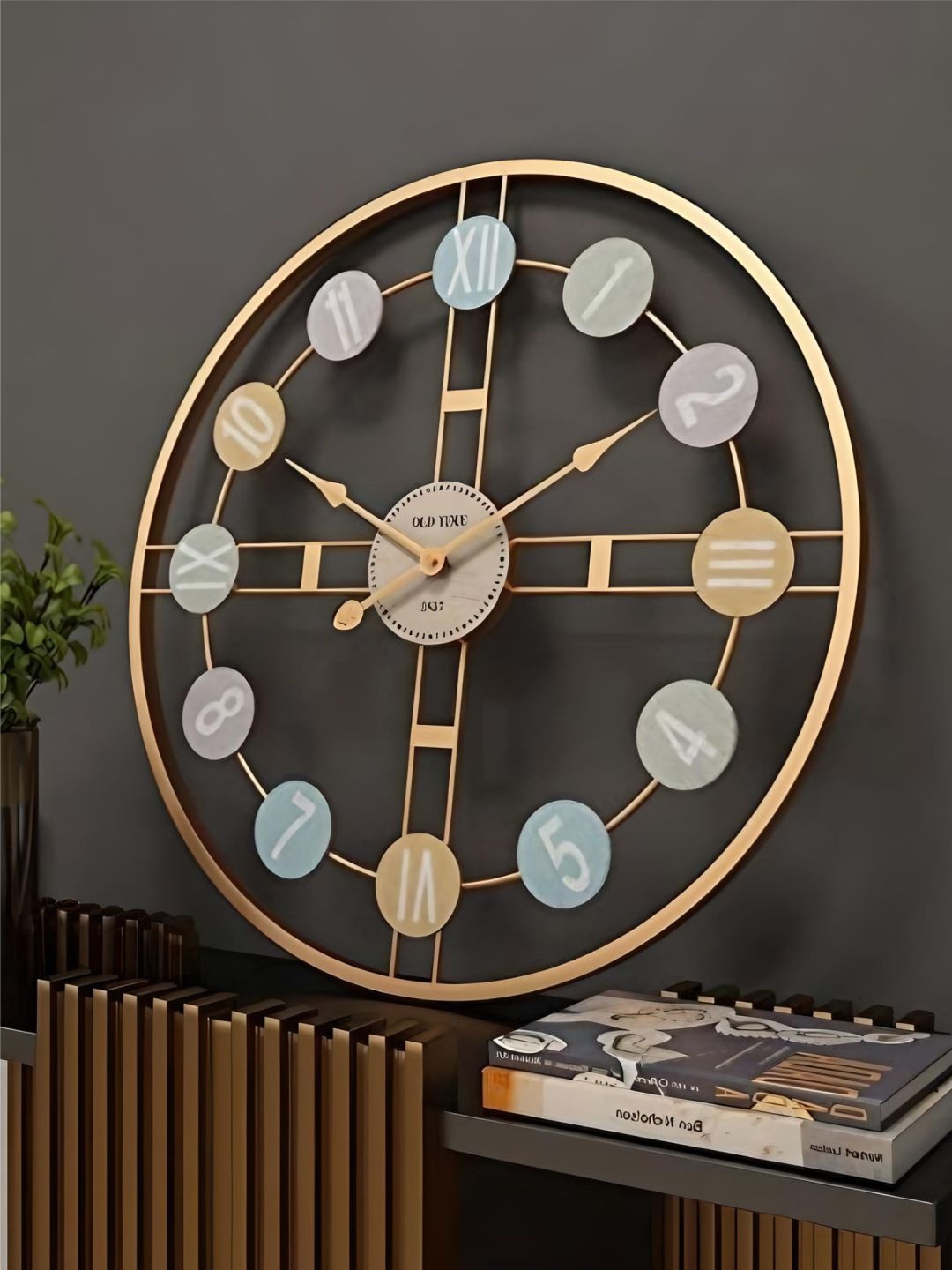 

The Art House Grey Printed Metal Round Shaped Wall Clock