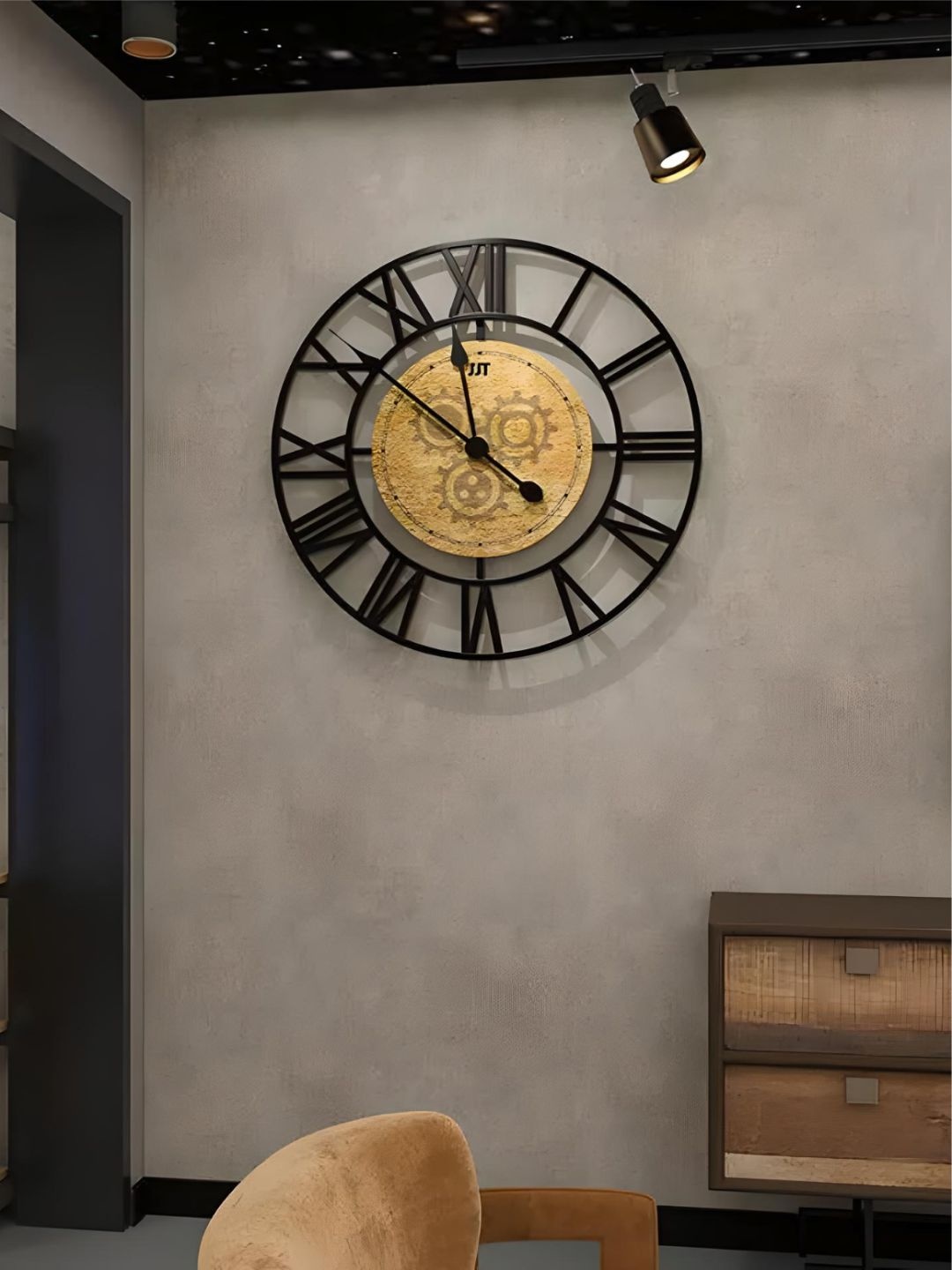 

The Art House Black & Beige Printed Metal Round Shaped Wall Clock