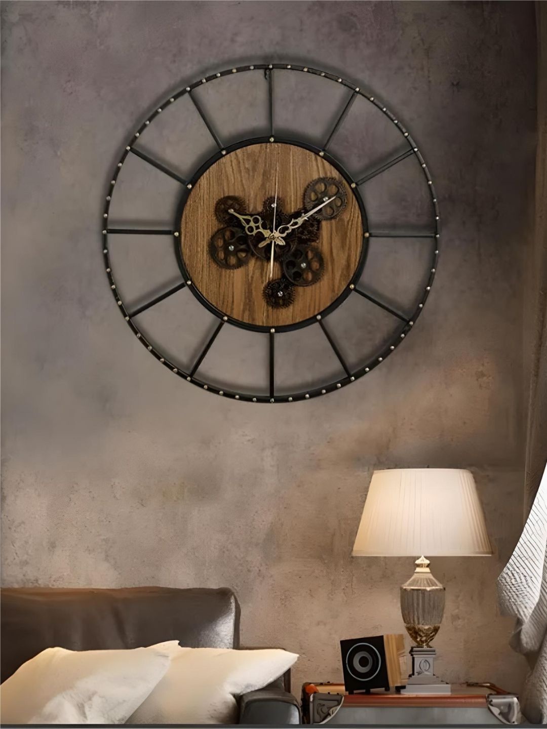 

The Art House Black & Brown Printed Metal Round Shaped Wall Clock