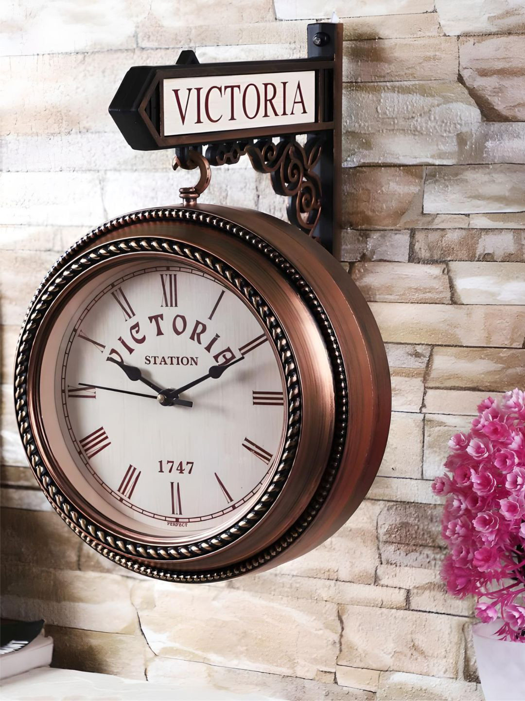 

The Art House White & Brown Printed Metal Round Shaped Wall Clock