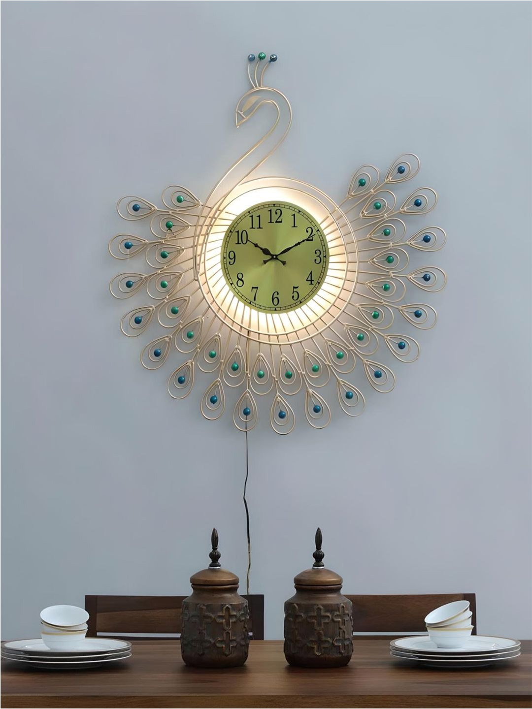 

The Art House Green & Beige Metal Quirky Shaped Wall Clock