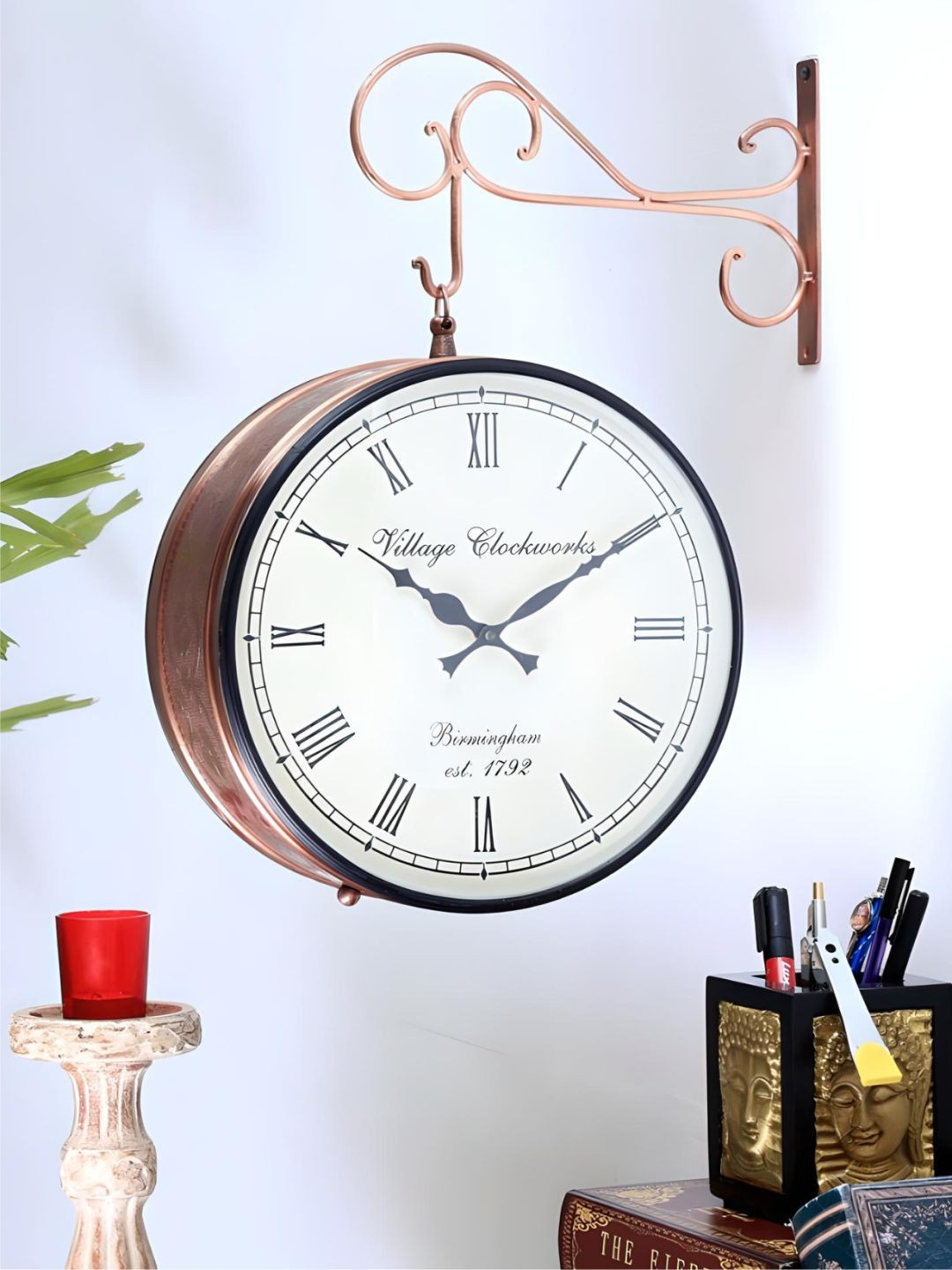 

The Art House Rose Gold & Black Printed Metal Round Shaped Wall Clock
