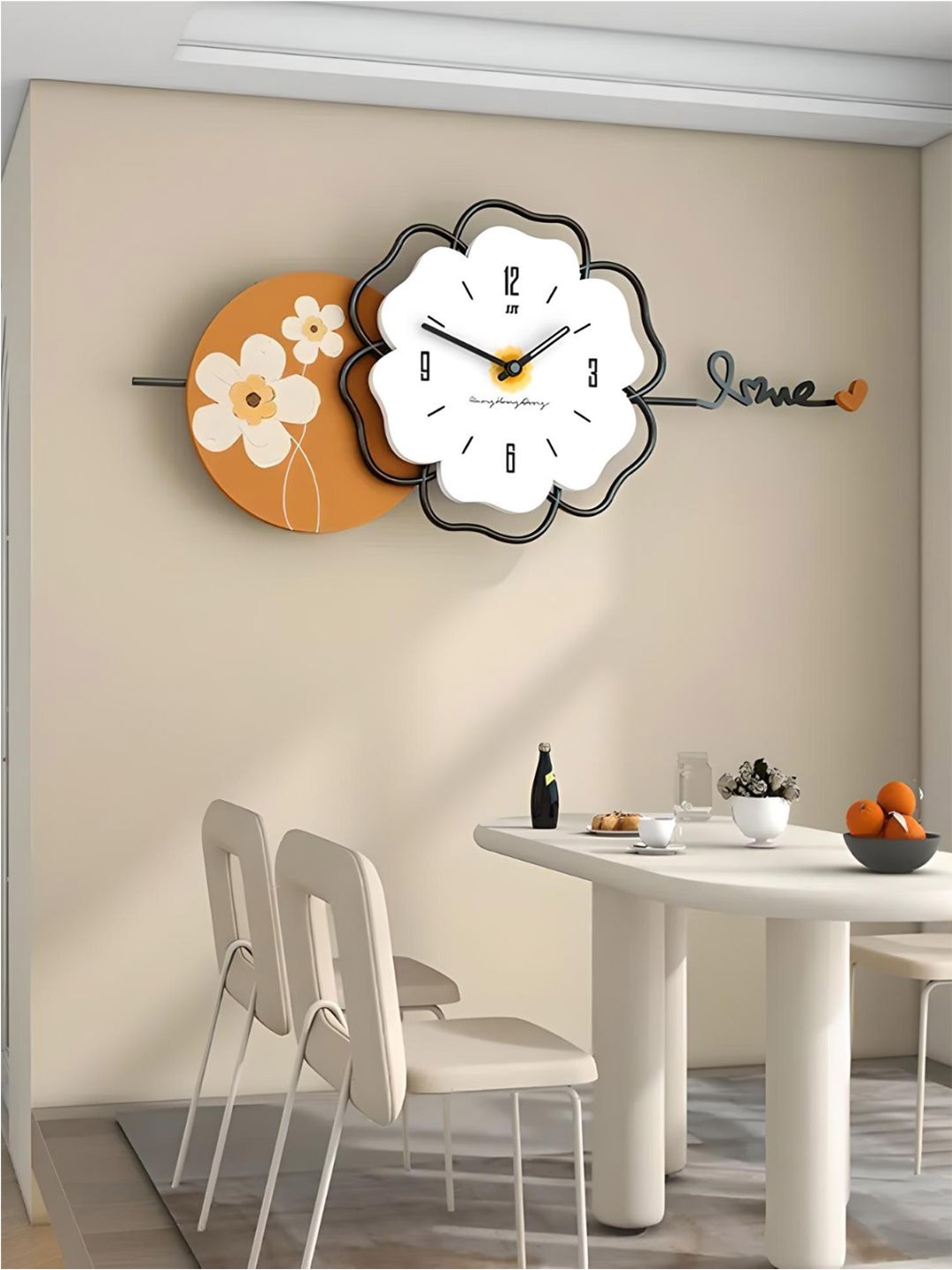 

The Art House White & Black Printed Metal Quirky Shaped Wall Clock