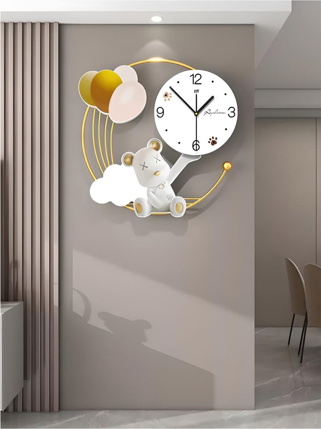 

The Art House White & Gold Toned Textured Metal Quirky Shaped Wall Clock