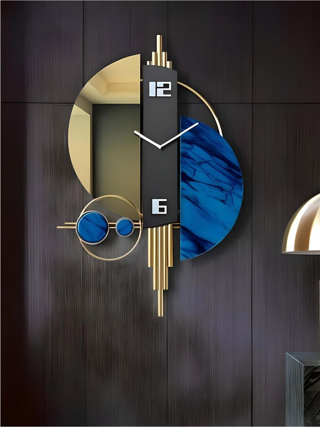 

The Art House Gold Toned & Black Textured Metal Quirky Shaped Wall Clock