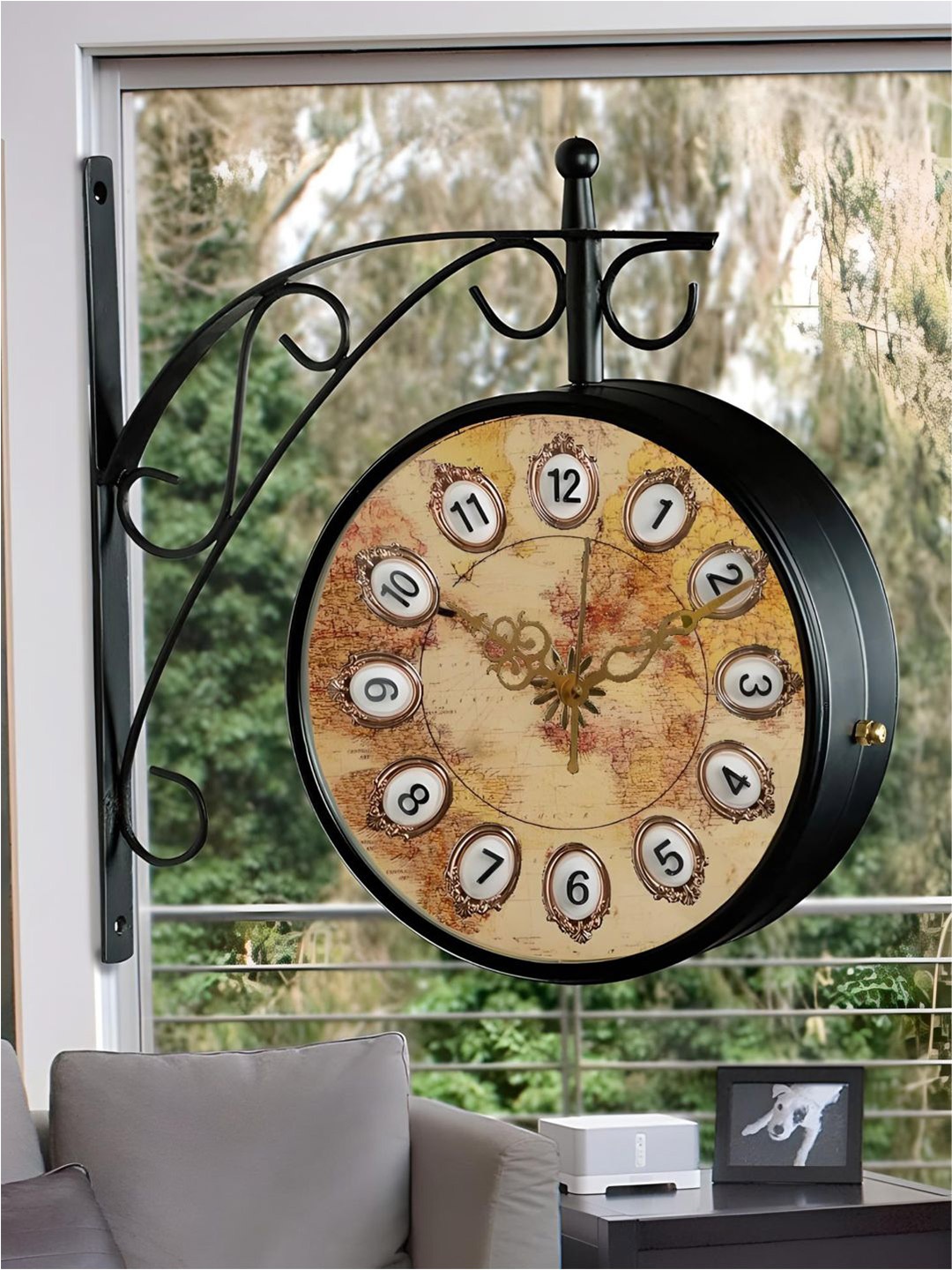 

The Art House Black & Beige Printed Metal Round Shaped Wall Clock