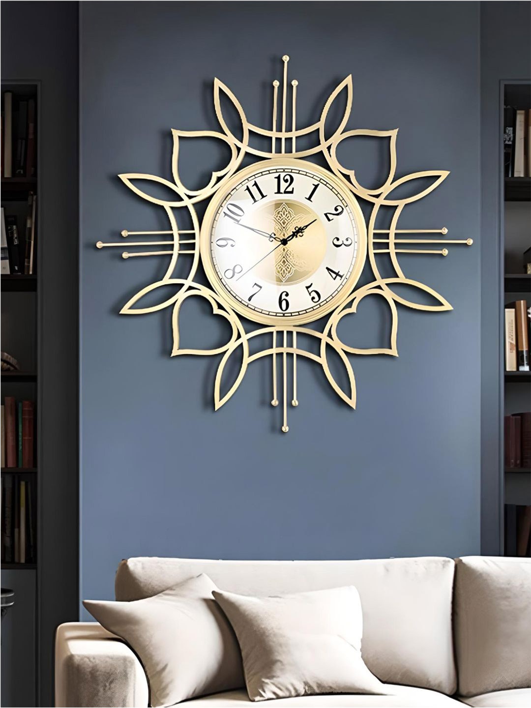 

The Art House Gold Toned & White Printed Metal Abstract Shaped Wall Clock