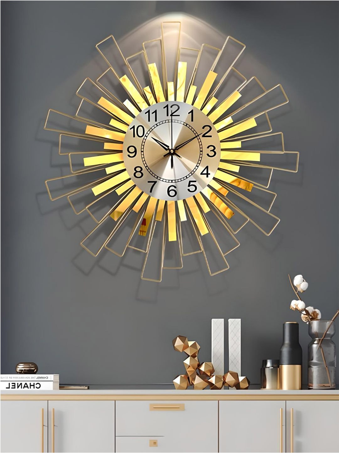 

The Art House Gold Toned & Black Metal Abstract Shaped Wall Clock