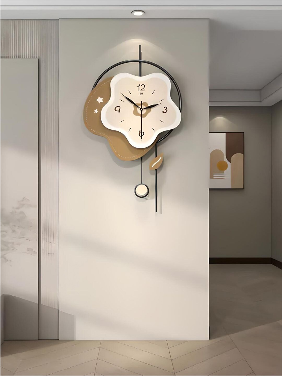 

The Art House Brown & Beige Abstract Shaped Metal Wall Clock