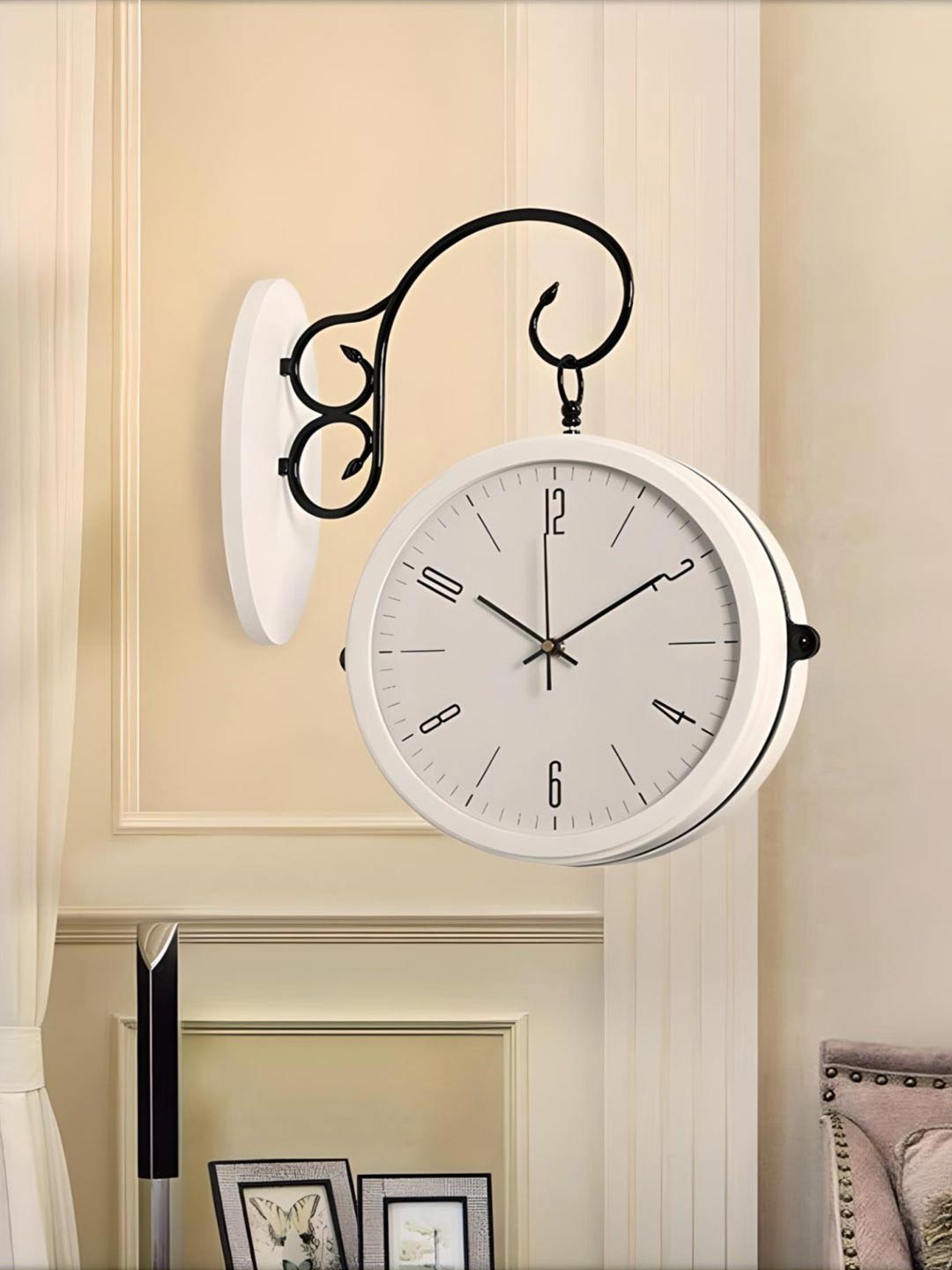 

The Art House White & Black Round Shaped Metal Wall Clock