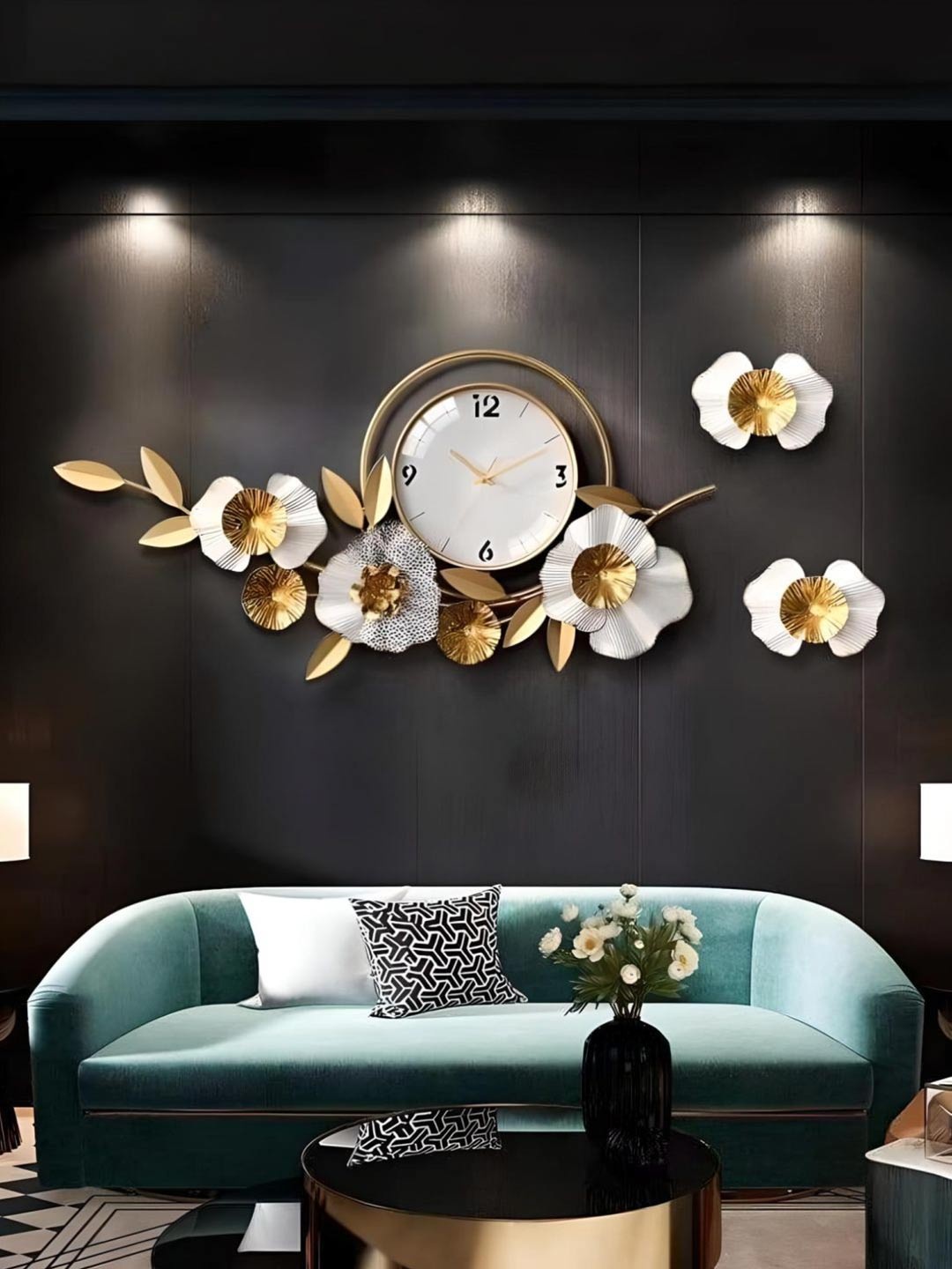 

The Art House White & Gold Toned Abstract Shaped Metal Wall Clock