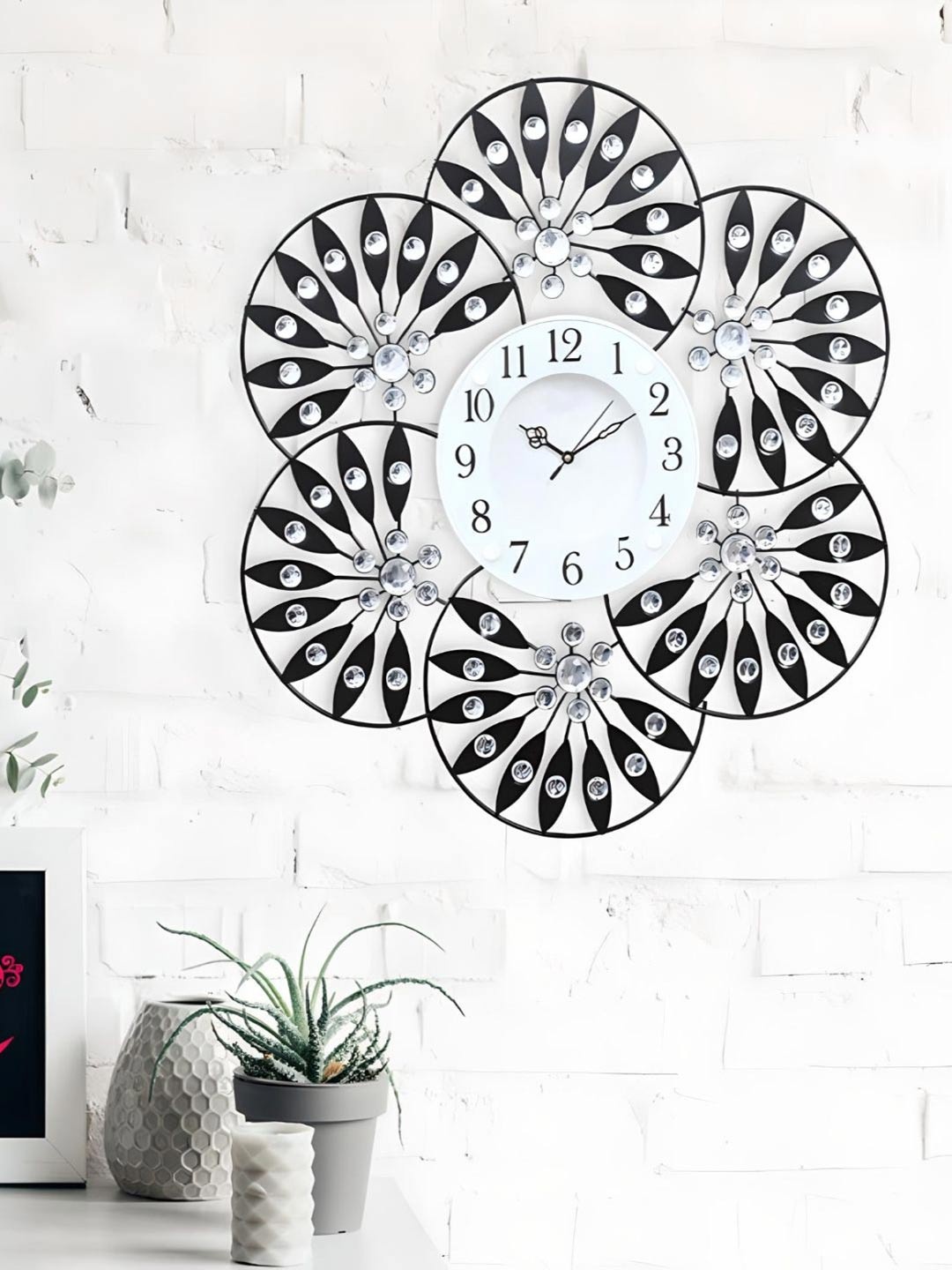 

The Art House White & Black Textured Abstract Shaped Metal Wall Clock