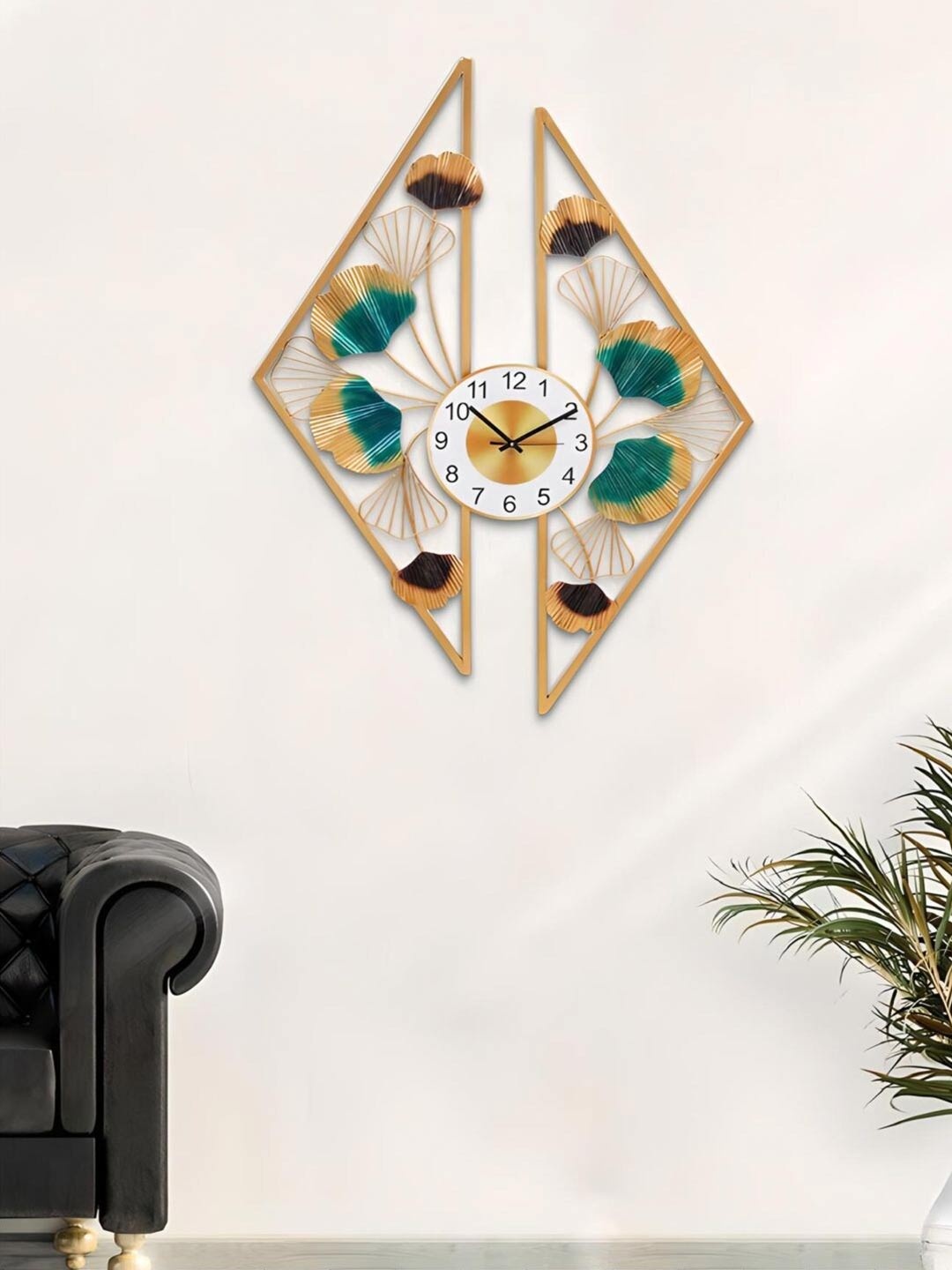 

The Art House Gold Toned & Green Textured Abstract Shaped Metal Wall Clock