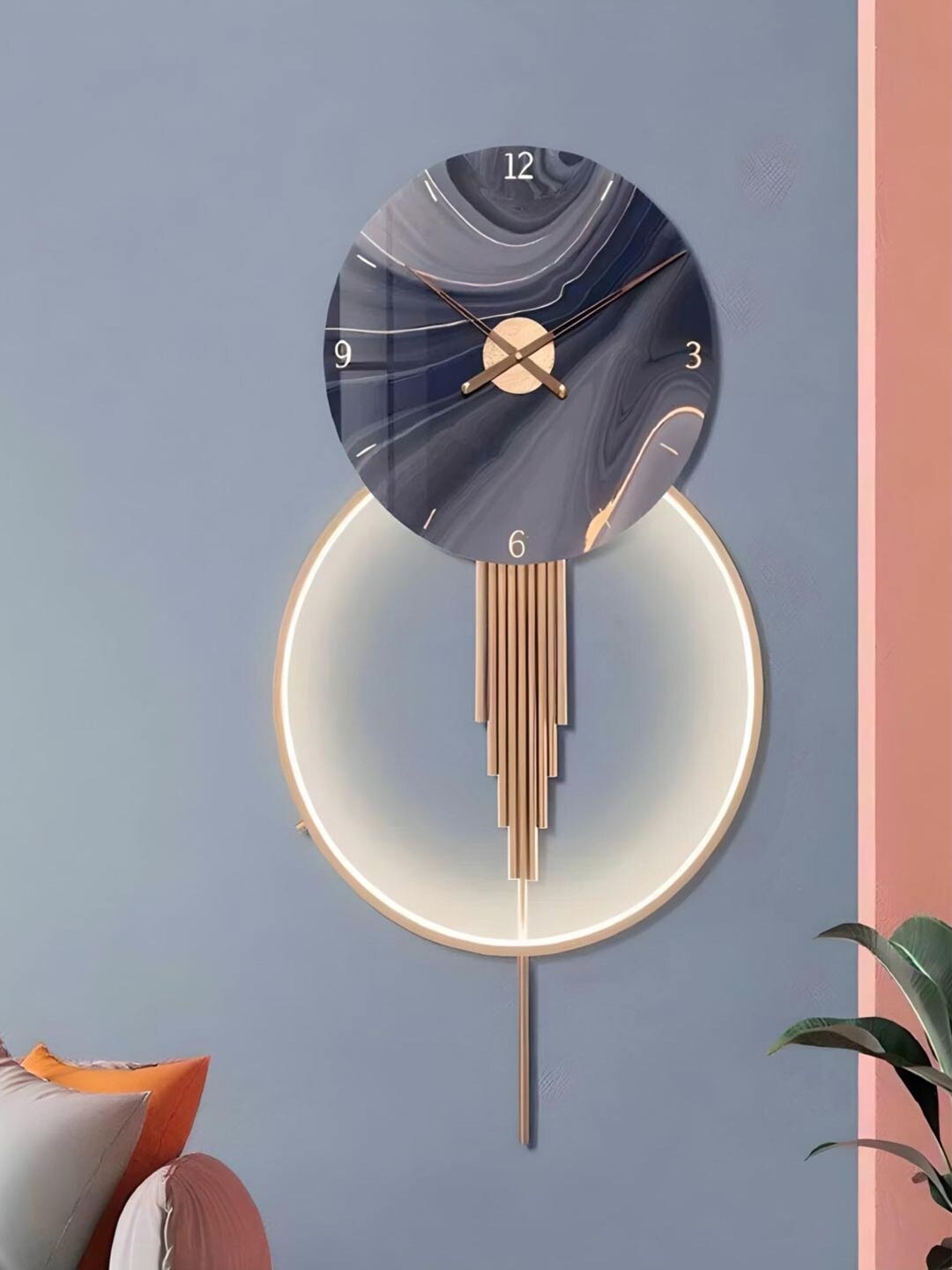 

The Art House Grey & Beige Printed Round Shaped Metal Wall Clock