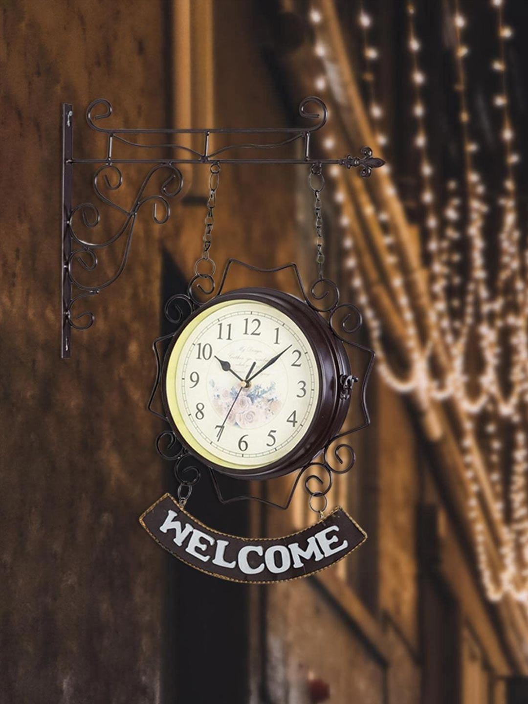 

The Art House Brown & Beige Printed Round Shaped Metal Wall Clock